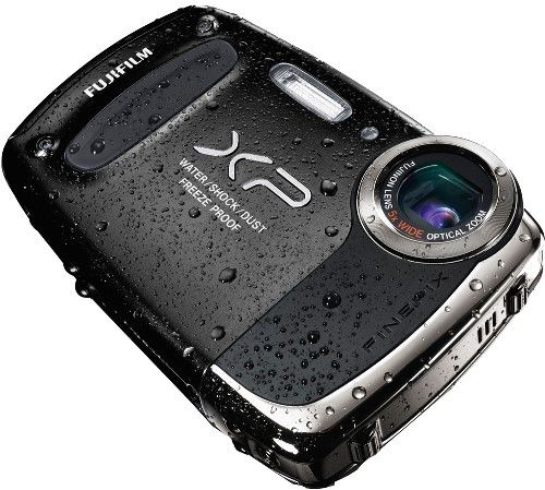 Fujifilm 16233130 FinePix XP50 Digital Camera, Black, Waterproof to 5m/shock proof to 1.5m, 2.7-inch, approx. 230000 dots TFT color LCD monitor, 14 Megapixels, 1/2.3-inch CCD with primary color filter Image sensor, Fujinon 5x Optical Zoom & 28mm Wide Lens, Focal length f=5.0 - 25.0 mm/equivalent to 28 - 140 mm on a 35 mm camera, UPC 074101014877 (162-33130 162 33130 1623-3130 16233-130 XP-50 XP 50)