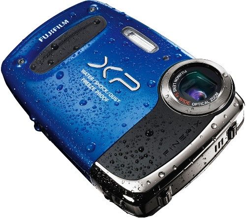 Fujifilm 16233283 FinePix XP50 Digital Camera, Blue, Waterproof to 5m/shock proof to 1.5m, 2.7-inch, approx. 230000 dots TFT color LCD monitor, 14 Megapixels, 1/2.3-inch CCD with primary color filter Image sensor, Fujinon 5x Optical Zoom & 28mm Wide Lens, UPC 074101014860, Focal length f=5.0 - 25.0 mm/equivalent to 28 - 140 mm on a 35 mm camera, UPC 074101014860 (162-33283 1623-3283 16233-283 XP-50 XP 50)