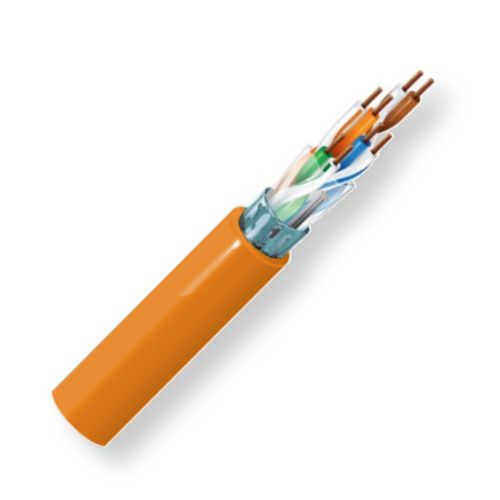 Belden 1624P 0031000, Model 1624P, 24 AWG, 4-Pair, CAT5 Horizontal Cable; Orange Color; Plenum CMP-Rated; 4-Pair; F/UTP-foil shielded; Premise Horizontal cable; 24 AWG solid bare copper conductors; FEP insulation; Overall Beldfoil shield; Flamarrest jacket; RJ-45 compatible; For Indoor Use; UPC 612825119395 (BTX 1624P0031000 1624P 0031000 1624P-0031000 BELDEN)
