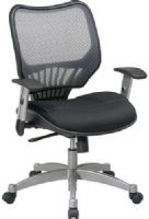 Office Star 16-26655R Space Executive Mid Back Chair, Breathable Light Air Grid Back and 2-Layer Mesh Seat with Built-in Lumbar Support, One Touch Pneumatic Seat Height Adjustment, Deluxe 2-to-1 Synchro Tilt Control with 3-Position Lock and Anti-Kickback, Adjustable Tilt Tension Control, Height Adjustable Arms with PU Pads, Heavy Duty Platinum Finish Base (1626655R 16 26655R OfficeStar) 