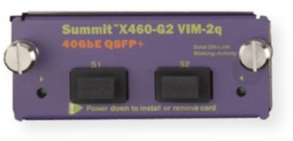 Extreme Networks 16710 Expansion Module Summit X460-G2 VIM-2q, Virtual Interface Module; Wired Technology; Ethernet 40Base-X Connectivity; 40 Gigabit LAN Datalink Protocol; Plug-in Module UPC 644728167104 (16710 16-710 X460-G2 X460G2)