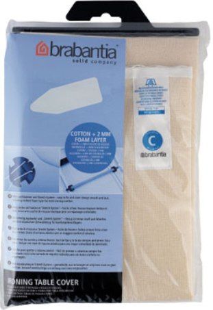 Brabantia 169403 Replacement Ironing Table Cover 124 x 45 cm with 2 mm Foam Layer, Ecru, Ideal ironing surface for normal and steam ironing, 100% durable cotton with resilient foam layer for more ironing comfort, With cord fastener and Stretch System - easy to fix and cover always smooth and taut, Dimensions (HxW) 124 x 45 cm (169-403 169 403)