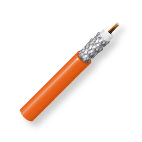 BELDEN1694FG8L1000, Model 1694F, 19 AWG, RG6 Type, Low Loss Serial Digital Coax Cable; CM-Rated; Orange Color; 19 AWG stranded bare copper conductor; Foam HDPE core; Double Tinned copper braid; Flexible PVC jacket; UPC 612825356097 (BELDEN1694FG8L1000 TRANSMISSION CONNECTIVITY WIRE CONDUCTOR)
