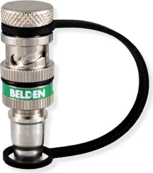 Belden 1695ABHDL Series HD Brilliance High Definition Compression Connector, 1 Piece Locking, RG6 Plenum, Size 2; Pack of 50; Green color; Designed to fit with Belden Brilliance cable creating the perfect cable-to-connector combination; HD BNC Coaxial connector type; Straight plug body style; UPC BELDEN1695ABHDL (1695AB-HDL 1695-ABHDL 1695-AB-HDL BELDEN1695ABHDL BELDEN1695AB-HDL BELDEN1695-ABHDL)