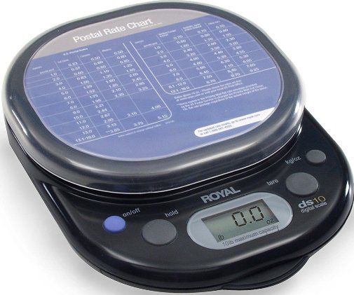 Royal 17014C model DS10 Digital Postal Scale - 10-Lb, Tare & Hold Features, Digital Read Out, Displays Weight In Pounds/Ounces Or Metric, Includes Postal Rate Charts For The Us & Canada, As Rates Change, User Can Download New Charts From Royal'S Web Site For Free, UPC 022447170146 (17014C 17014-C 17014 C DS10 DS-10 DS 10)