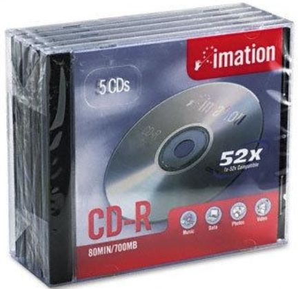 Imation 17284 Storage media - CD-R, 700MB Storage Capacity, 80 Minutes Audio/Video Duration, 52x Maximum Write Data Transfer Rate, 120mm Standard Form Factor, 5-pk, UPC 051122172847 (17-284 17 284) 