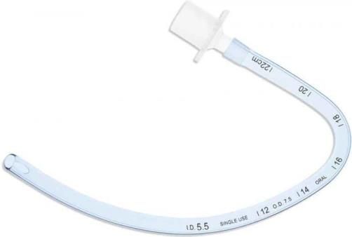 SunMed 1-7320-40 Preformed 4.0mm Size 16FR Uncuffed Oral Endotracheal Tube; Designed to direct tube downward to rest on patients chin; Allows circuit to be positioned out of surgical field, ideal for oral and maxillofacial surgery applications; Polished Murphy Eye; 15mm Male fitting included; Smooth beveled tip for atraumatic introduction; Latex free, single use, sterile (1732040 17320-40 1-732040)
