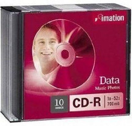 Imation 17331 Storage media - CD-R, 700MB Storage Capacity, 52x Maximum Write Speed, 80 Minute Maximum Recording Time, DVD-R/RW, DVD+R/RW, Dual Drives, Super Multi Drives, Multi Drives, DVD-RAM/R, CD-RW and Writing Compatibility, Non-Printable Surface Type, 120mm Standard Form Factor, 10 Pack, Mac and PC Platform Support, UPC 051122173318 (17 331 17-331)