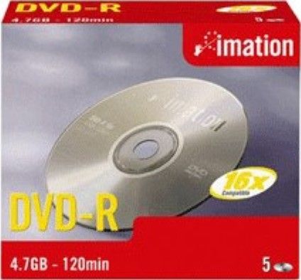 Imation 17339 Storage media - DVD-R, 4.7 GB Native Capacity, 16x Max. Write Speed, 5 5PK, UPC 051122173394 (17 339 17-339 )