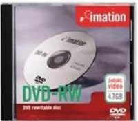 Imation 17344 Storage media - DVD-RW, 4.7GB Storage Capacity, 120 Minutes Video Audio/Video Duration, 4x - Maximum Re-write Data Transfer Rate, DVD-R/RW, Dual Drives, Super Multi Drives, Multi Drives Writing Compatibility, Non-Printable Surface Type, 120mm Standard Form Factor, PC and Mac Platform Support, 1PK, UPC 051122173448 (17-344 17 344) 