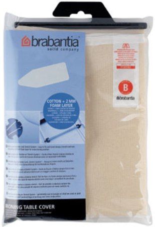 Brabantia 175824 Replacement Ironing Table Cover 124 x 38 cm, Ecru, Wide choice of qualities and designs - to choose the ideal ironing comfort, Fastened with cord binder and pull string tightener, Heavy duty pure cotton - washable and colour-fast, 100% cotton with 2 mm foam layer, Dimensions (HxW) 124 x 38 cm (175-824 175 824)