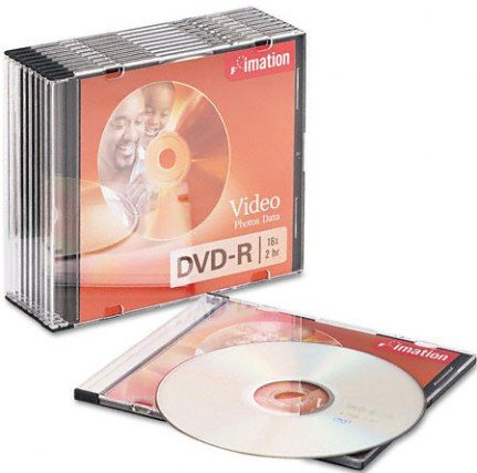 Imation 17619 Storage media - DVD-R, 4.7GB Storage Capacity, 120 Minutes Audio/Video Duration, 16x Maximum Write Data Transfer Rate, 120mm Standard, 10 Pack (17-619 17 619)