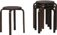 Linon 1771WENG-04-AS-U Bentwood Short Stacking Counter/Bar Stool, Made from birch, poplar, veneer, 17.5" Seat height, 17.13" W x 17.13" D x 18" H, Stackable for easy storage, Wenge Finish, UPC 753793865577, Set of 4 (1771WENG04ASU 1771WENG-04-AS-U 1771WENG 04 AS U) 
