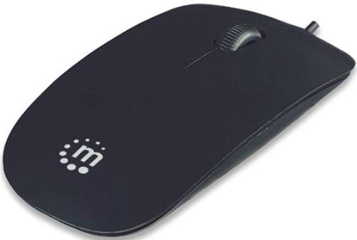 Manhattan 177658 Silhouette Optical Mouse, Black; USB interface, Three Buttons with Scroll Wheel, 1000 dpi resolution; Sculpted, ultra sleek shape with accurate optical sensor; Lightweight and slim size provide easy navigation and control; Flat surface, ergonomic and ambidextrous design offers comfortable grip with less fatigue (17-7658 177-658 1776-58)