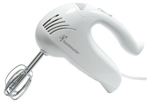 Toastmaster 1778 Hand Mixer, 6-speed heavy duty motor, Chrome-plated beaters, Comfort grip handle, Beater ejection button, Fingertip speed control, Cord storage, 125 watts, Dimensions: 8.75