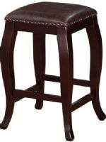 Linon 178204BRN01 San Francisco Square Top Counter Stool, Brown; Sleek and stylish, is the perfect addition to your home bar, kitchen or dining space; Rich wenge curved legs are topped by a warm brown PU seat that is accented with antique bronze nail head trim; Four foot rails provide stability, durability and comfort; UPC 753793935256 (178204-BRN01 178204BRN-01 178204-BRN-01) 
