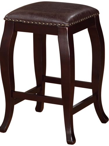 Linon 178204BRN01 San Francisco Square Top Counter Stool, Brown; Sleek and stylish, is the perfect addition to your home bar, kitchen or dining space; Rich wenge curved legs are topped by a warm brown PU seat that is accented with antique bronze nail head trim; Four foot rails provide stability, durability and comfort; UPC 753793935256 (178204-BRN01 178204BRN-01 178204-BRN-01)