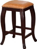 Linon 178204CAR01 San Francisco Square Top Counter Stool, Caramel; Sleek and stylish, is the perfect addition to your home bar, kitchen or dining space; Rich wenge curved legs are topped by a warm Caramel PU seat that is accented with antique bronze nail head trim; Four foot rails provide stability, durability and comfort; UPC 753793933177 (178204-CAR01 178204CAR-01 178204-CAR-01) 