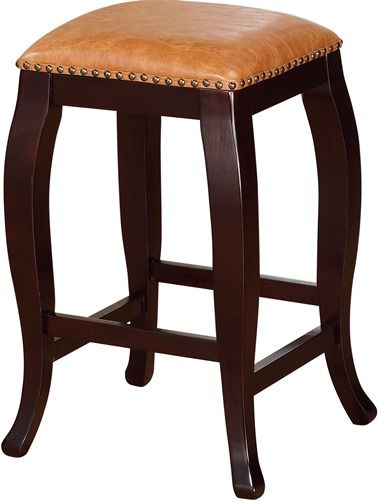 Linon 178204CAR01 San Francisco Square Top Counter Stool, Caramel; Sleek and stylish, is the perfect addition to your home bar, kitchen or dining space; Rich wenge curved legs are topped by a warm Caramel PU seat that is accented with antique bronze nail head trim; Four foot rails provide stability, durability and comfort; UPC 753793933177 (178204-CAR01 178204CAR-01 178204-CAR-01)