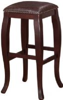 Linon 178205BRN01 San Francisco Square Top Bar Stool, Brown; Sleek and stylish, is the perfect addition to your home bar, kitchen or dining space; Rich wenge curved legs are topped by a warm brown PU seat that is accented with antique bronze nail head trim; Four foot rails provide stability, durability and comfort; UPC 753793935263 (178205-BRN01 178205BRN-01 178205-BRN-01) 