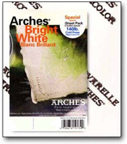 Arches 1795044 Hot Press Watercolor Sheets, Bright White, UPC Labeled, 22
