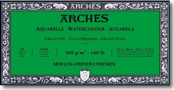 Arches 1795057 Watercolor 140 lb, Cold Press Block, 5.9