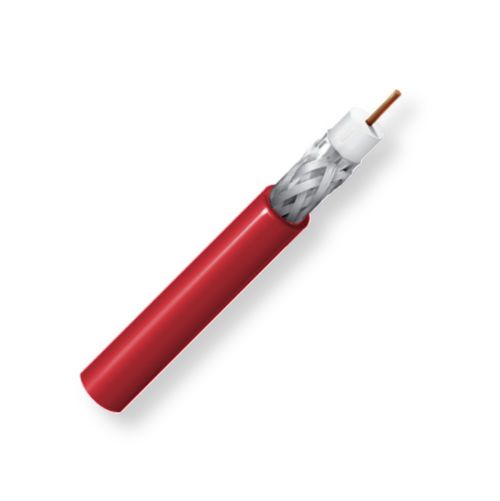 Belden 179DT 0021000, Model 179DT, 28.5 AWG, RG179, Ultra-miniature, Low Loss Serial Digital Coax Cable; Red Color; Riser-CMR Rated; Solid bare copper conductor; Foam HDPE core; Duofoil Tape and Tinned Copper braid; PVC jacket; UPC 612825357025 (BTX 179DT0021000 179DT 0021000 179DT-0021000 BELDEN)