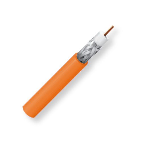 Belden 179DT 0031000, Model 179DT, 28.5 AWG, RG179, Ultra-miniature, Low Loss Serial Digital Coax Cable; Orange Color; Riser-CMR Rated; Solid bare copper conductor; Foam HDPE core; Duofoil Tape and Tinned Copper braid; PVC jacket; UPC 612825357018 (BTX 179DT0031000 179DT 0031000 179DT-0031000 BELDEN)