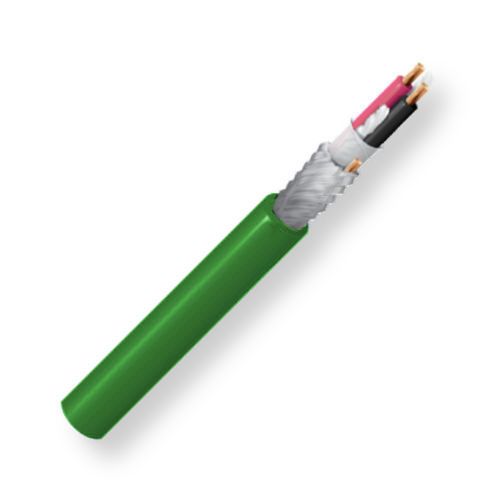 BELDEN1800FG7WU1000, Model 1800F, 24 AWG, 1-Pair, Digital Audio Cable; Green Color; CL2R-Rated; 24 AWG stranded Bare copper pair; Datalene insulation, fillers and Tinned copper braid; Drain wire; Riser Rated; Flexible PVC jacket; UPC 612825122869 (BELDEN1800FG7WU1000 TRANSMISSION CONNECTIVITY PLUG ELECTRICITY)