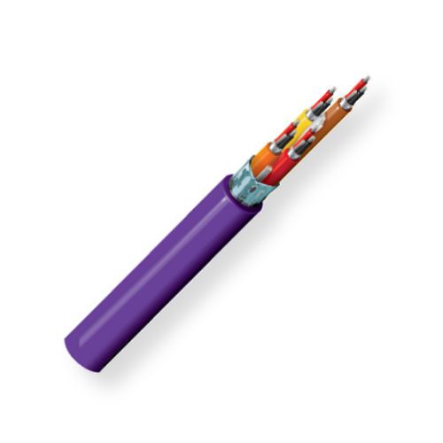 BELDEN1803FZ4B500, Model 1803F, 4-Pair, 24 AWG, Digital Audio Snake Cable; Violet; CMG-Rated; 4-24 AWG tinned copper pairs; Datalene insulation; Individually shielded with Beldfoil, numbered color-coded PVC jackets; Flexible PVC jacket; UPC 612825123125 (BELDEN1803FZ4B500 TRANSMISSION CONNECTIVITY SOUND WIRE)