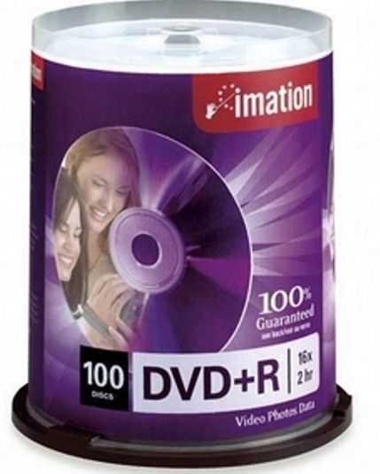 Imation 18060 Storage media-DVD+R, 4.7GB Storage Capacity, 240 Minute Maximum Recording Time, 16x Maximum Write Speed, 100 Pack, UPC 051122180606 (18-060 18 060)