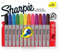 Sharpie 1810704 Brush Markers 12 Color Set; Set contains markers in 12 colors Black, Blue, Turquoise, Green, Lime, Yellow, Orange, Magenta, Berry, Red, Purple, and Brown; Permanent brush tip markers with a versatile tip create fine lines, bold strokes, and shading all with a single marker; Quick drying, fade resistant ink wont smear; UPC 071641049468 (SN1810704 SN-1810704 1810704 MARKERS-1810704 SHARPIE1810704 SHARPIE-1810704) 