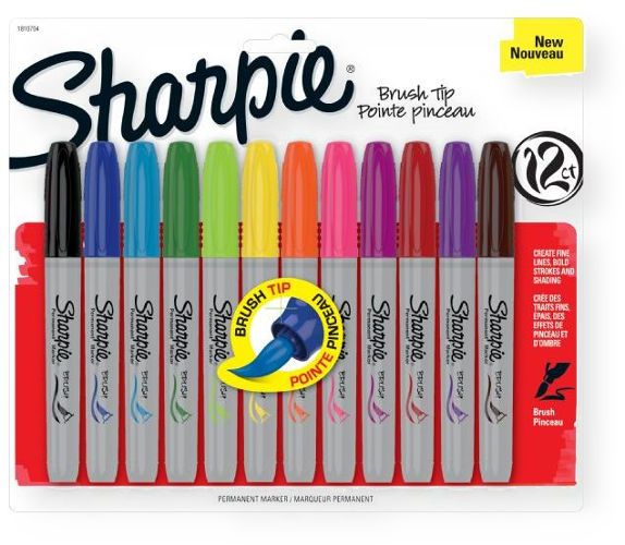 Sharpie 1810704 Brush Markers 12 Color Set; Set contains markers in 12 colors Black, Blue, Turquoise, Green, Lime, Yellow, Orange, Magenta, Berry, Red, Purple, and Brown; Permanent brush tip markers with a versatile tip create fine lines, bold strokes, and shading all with a single marker; Quick drying, fade resistant ink wont smear; UPC 071641049468 (SN1810704 SN-1810704 1810704 MARKERS-1810704 SHARPIE1810704 SHARPIE-1810704)