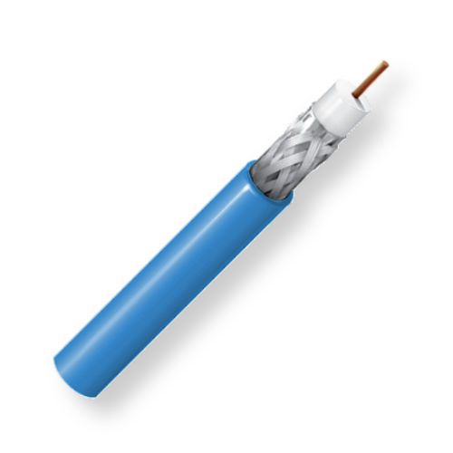 BELDEN1855P00610000, Model 1855P, RG59, 23 AWG, Sub-miniature, Low Loss Serial Digital Coax Cable; Blue Color; Plenum CMP-Rated; 23 AWG solid bare copper conductor; Foam FEP core; Duofoil Tape and Tinned copper braid shield; Flamarrest jacket; UPC 612825192060 (BELDEN1855P0061000 TRANSMISSION CONNECTIVITY DIGITAL WIRE)