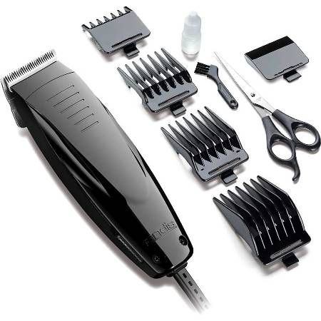 Andis 18575 Model SLC Home Haircut Fixed Blade Clipper 9-Piece Haircutting Kit, Gloss Black, 120 Volt/60Hz Frequency/7200 Strokes per Minute, Versatile and economical at-home clipper kit, Fixed blade clipper, Stainless-steel blade, Easy-to-use numbered guide combs, 6.5