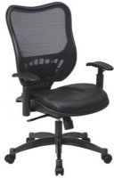 Office Star 18-57752 Air Grid Back and 2 Layer Leather Seat with Adjustable Arms, Deluxe 2-to-1 Synchro Tilt Control and Gunmetal Finish Base, Adjustable Tilt Tension Control, Adjustable PU Padded Arms, 21.5W x 21.5H Back Size, 20" W x 20" D x 3 T Seat Size, 20.5 Arms Max Inside, 20.5 Arms Max Inside, 25.75 Arms to Floor Min (1857752 18 57752) 