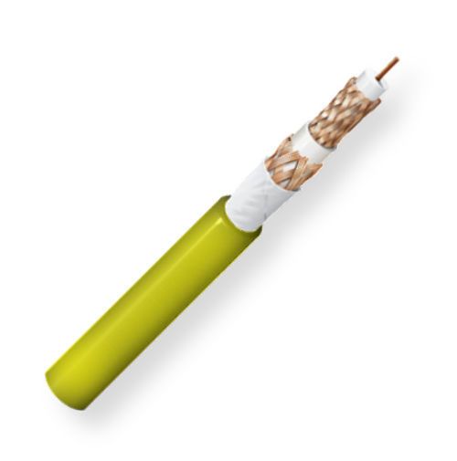 Belden 1858A 0041000, Model 1858A, 15 AWG, RG11 Video Triax Coax Cable; Yellow; Stranded 0.064-Inch Bare copper conductor; Foam HDPE insulation; Bare copper braid shields; Belflex jacket; Indoor or Outdoor field deployable use; UPC 612825356622 (BTX 1858A0041000 1858A 0041000 1858A-0041000)