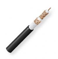 BELDEN1858AB59500, Model 1858A, 15 AWG, RG11 Video Triax Coax Cable; Black, Matte; Stranded 0.064-Inch Bare copper conductor; Foam HDPE insulation; Bare copper braid shields; Belflex jacket; Indoor or permanent outdoor use; UPC 612825356738 (BELDEN1858AB59500 TRANSMISSION CONNECTIVITY VIDEO PLUG) 