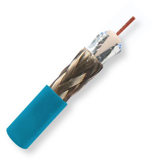 Belden 1865A 0061000, Model 1865A, 25 AWG, Sub-miniature, Serial Digital Coax Cable; Blue Color; Riser-CMR Rated, Stranded 0.021-Inch bare copper conductor; Gas-injected foam HDPE insulation; Duofoil Tape and Tinned copper Braid shield; PVC jacket; UPC 612825356752 (BTX 1865A0061000 1865A 0061000 1865A-0061000 BELDEN)