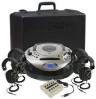 Califone 1886PLC 4-Person Spirit SD, Stereo Listening Center; Multimedia Player; Foam-lined carry / storage case with extra room for recorded materials is ideal for itinerant teachers and roving AV carts; Ten-position stereo jackbox with individual volume controls; UPC 610356830048 (1886-PLC 1886 PLC) 