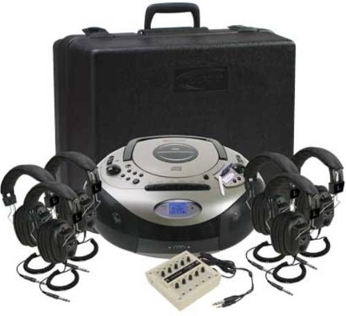Califone 1886PLC-6 Spirit 6-Position SD Listening Center with Media Player, Includes: 1886 Spirit SD Multimedia Player, Six 3068AV Stereo Headphones, 1210AVPS Ten-position stereo jackbox with individual volume controls and 2005 Case, Stereo CD/cassette player/recorder, AM/FM radio with four speakers loud enough for 40 students, UPC 610356830062 (1886PLC6 1886PLC 1886-PLC6 1886 PLC6)