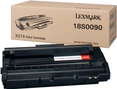 Lexmark 18S0090 Black Toner Cartridge, Works with Lexmark X215 Laser Printer, 3000 standard pages yield, New Genuine Original OEM Lexmark Brand, UPC 734646021562 (18S-0090 18S 0090 18-S0090)
