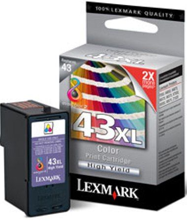 Lexmark 18Y0143 Color #43XL Print Cartridge, Works with Lexmark P250 P350 X4850 X4875 X4950 X4975 X6570 X6575 X7550 X7675 X9350 X9575 and Z1520 Printers, 500 pages yield, New Genuine Original OEM Lexmark Brand, UPC 734646257916 (18Y-0143 18Y 0143 18-Y0143 18Y0-143)