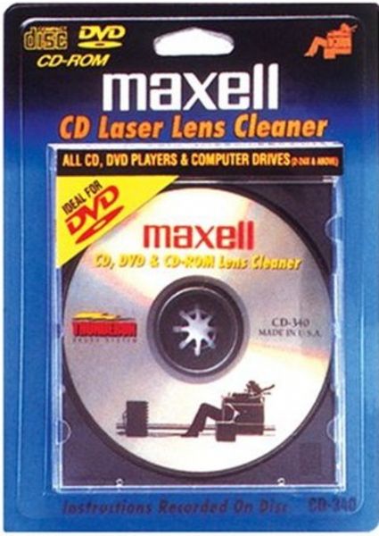 Maxell 190048 CD Lens Cleaner, Cleans & Demagnetizes with Maxell's Patented Thunderon Brush System, Restores CD Player & CD-ROM Drive Performance, Removes Dust and Debris from Laser Lens, Automatic Cleaning System with Instructions on Disk, UPC 025215190049 (19-0048 19 0048)