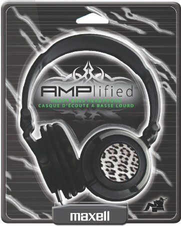 Maxell 190227 Amplified Black Leopard Headphones; Lightweight, foldable DJ style design; Powerful heavy bass provides clear, crisp sound; Ear cushions provide long lasting comfort; Adjustable headband; 40mm driver; Frequency Response 10 - 23000 Hz; Sensitivity 106 dB; Impedance 32 Ohm (19-0227 190-227 1902-27) 