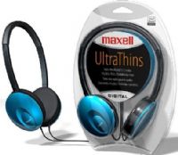 Maxell 190245 Utpu Ultra-Thin Headphones, Blue, Compact with a slim metallic headband and can pivot or lie flat, Soft ear pads rest gently on ear, Earpieces can pivot, Headphones can lie flat, 30mm Neodynamic driver, UPC 025215193057 (19-0245 190-245 1902-45)  