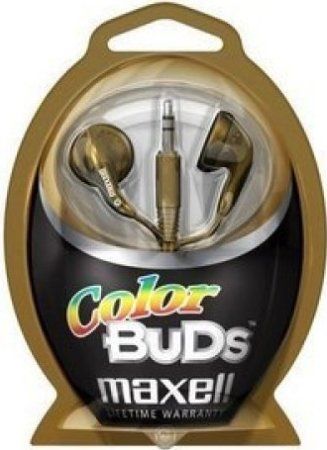 Maxell 190545 Color Buds Stereo Earphone, Gold, Impedance 32 Ohm, 0.53