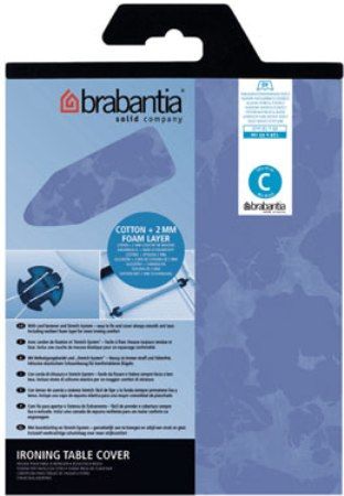 Brabantia 191527 Replacement Ironing Table Cover 124 x 45 cm, Neutral, Fastened with cord binder and pull string tightener, Heavy duty pure cotton - washable and colour-fast, 100% cotton with 2 mm foam layer, Dimensions (HxW) 124 x 45 cm (191-527 191 527)