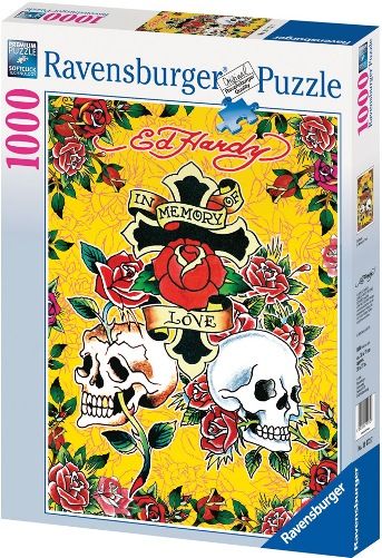 Ravensburger 19172 Ed Hardy In Memory of Love Puzzles (1000 pcs), Are a perfect way to relax after a long day or for fun family entertainment, Every one of our pieces is unique and fully interlocking, EAN 4005556191727 (RAVENSBURGER19172 RAVENSBURGER-19172 19172 19-172 191-72)