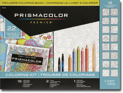 Prismacolor 1991250 Premier Coloring Kit; Sketch, color, outline, blend and more with this all-in-one art kit that includes everything you need for creative expression; Colorless blender pencil helps you blend and layer colors and soften edges of pencil artwork; UPC 070735007179 (PRISMACOLOR1991250 PRISMACOLOR 1991250 PRISMACOLOR-1991250)